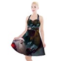 A Santa Claus Standing In Front Of A Dragon Halter Party Swing Dress  View1