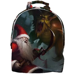 A Santa Claus Standing In Front Of A Dragon Mini Full Print Backpack