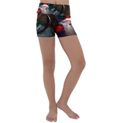 A Santa Claus Standing In Front Of A Dragon Kids  Lightweight Velour Yoga Shorts