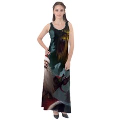 A Santa Claus Standing In Front Of A Dragon Sleeveless Velour Maxi Dress by bobilostore