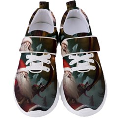 A Santa Claus Standing In Front Of A Dragon Women s Velcro Strap Shoes by bobilostore