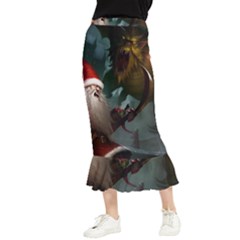 A Santa Claus Standing In Front Of A Dragon Maxi Fishtail Chiffon Skirt