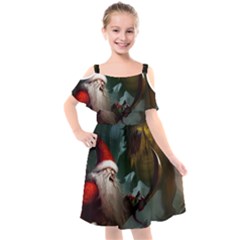 A Santa Claus Standing In Front Of A Dragon Kids  Cut Out Shoulders Chiffon Dress by bobilostore