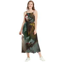 A Santa Claus Standing In Front Of A Dragon Boho Sleeveless Summer Dress by bobilostore