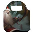 A Santa Claus Standing In Front Of A Dragon Premium Foldable Grocery Recycle Bag View1