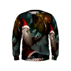 A Santa Claus Standing In Front Of A Dragon Low Kids  Sweatshirt