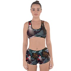 A Santa Claus Standing In Front Of A Dragon Low Racerback Boyleg Bikini Set by EmporiumofGoods