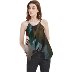 A Santa Claus Standing In Front Of A Dragon Low Flowy Camisole Tank Top by EmporiumofGoods