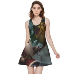 A Santa Claus Standing In Front Of A Dragon Low Inside Out Reversible Sleeveless Dress by EmporiumofGoods