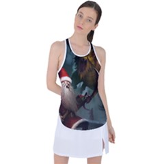 A Santa Claus Standing In Front Of A Dragon Low Racer Back Mesh Tank Top by EmporiumofGoods