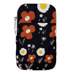 Daisy Flowers Brown White Yellow Black  Waist Pouch (small) by Mazipoodles