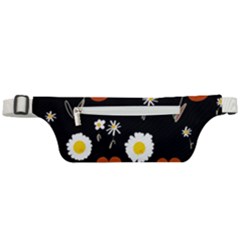 Daisy Flowers Brown White Yellow Black  Active Waist Bag by Mazipoodles