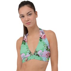 Shabby Chic Floral  Halter Plunge Bikini Top