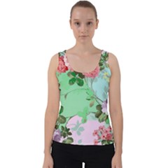 Shabby Chic Floral  Velvet Tank Top by PollyParadiseBoutique7