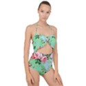 Shabby chic floral  Scallop Top Cut Out Swimsuit View1