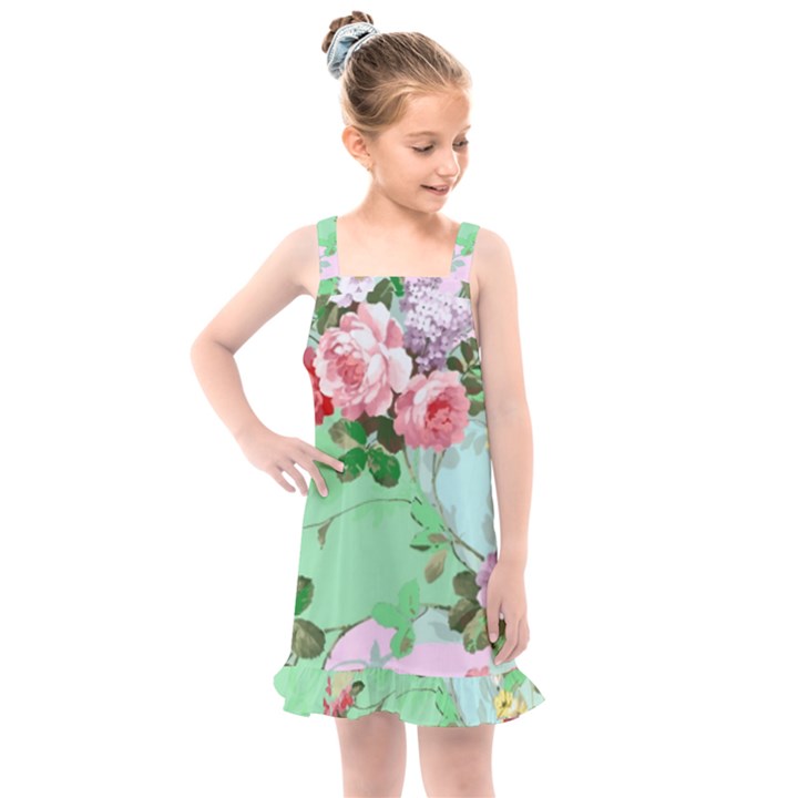 Shabby chic floral  Kids  Overall Dress