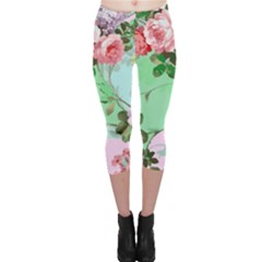 Shabby Chic Floral  Capri Leggings  by PollyParadiseBoutique7