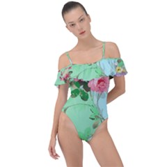 Shabby Chic Floral  Frill Detail One Piece Swimsuit by PollyParadiseBoutique7