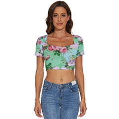 Shabbychic Short Sleeve Square Neckline Crop Top 