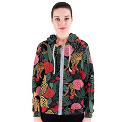 Leopardrose Women s Zipper Hoodie