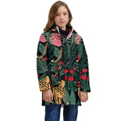 Leopardrose Kid s Hooded Longline Puffer Jacket by PollyParadiseBoutique7