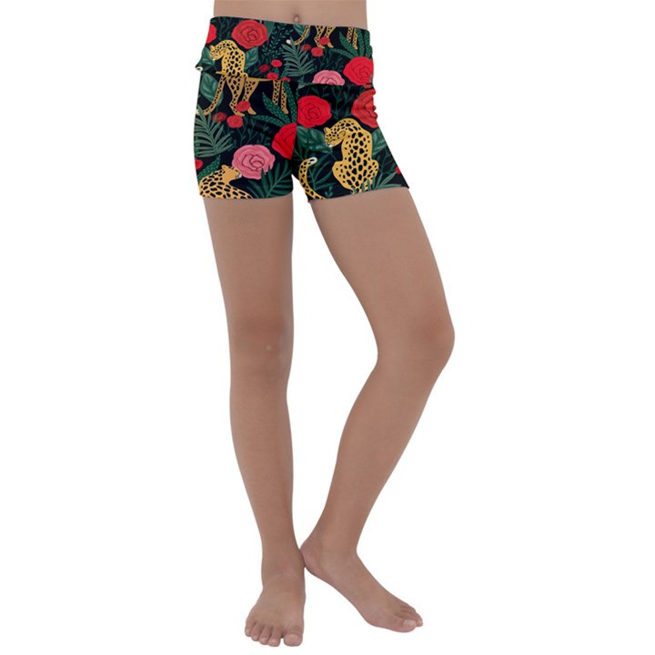 Leopardrose Kids  Lightweight Velour Yoga Shorts