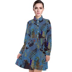 Oceanenia Long Sleeve Chiffon Shirt Dress