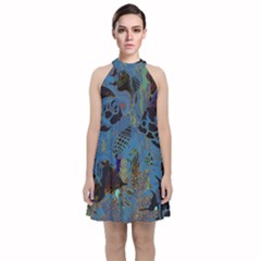 Oceanenia Velvet Halter Neckline Dress 