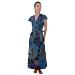 Oceanenia Flutter Sleeve Maxi Dress