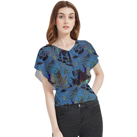 Oceanenia Butterfly Chiffon Blouse by PollyParadiseBoutique7