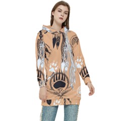 Indian2 Women s Long Oversized Pullover Hoodie