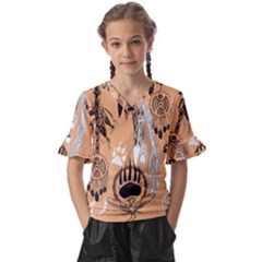 Indian2 Kids  V-neck Horn Sleeve Blouse