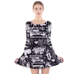 Skater-underground2 Long Sleeve Velvet Skater Dress