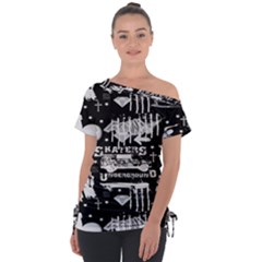 Skater-underground2 Off Shoulder Tie-up Tee