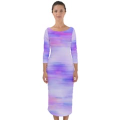 Bright Colored Stain Abstract Pattern Quarter Sleeve Midi Bodycon Dress by dflcprintsclothing