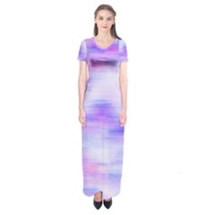 Bright Colored Stain Abstract Pattern Short Sleeve Maxi Dress by dflcprintsclothing