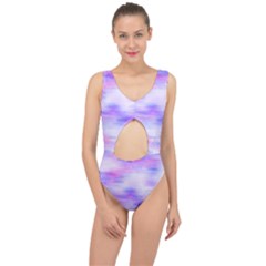 Bright Colored Stain Abstract Pattern Center Cut Out Swimsuit