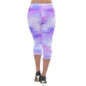 Bright Colored Stain Abstract Pattern Lightweight Velour Capri Leggings  View2