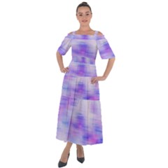 Bright Colored Stain Abstract Pattern Shoulder Straps Boho Maxi Dress 