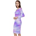 Bright Colored Stain Abstract Pattern Long Sleeve V-Neck Bodycon Dress  View2