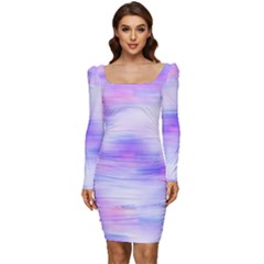 Bright Colored Stain Abstract Pattern Women Long Sleeve Ruched Stretch Jersey Dress by dflcprintsclothing