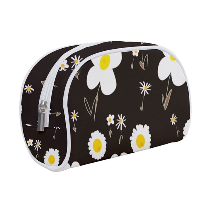 Daisy Flowers White Yellow Black  Make Up Case (Small)