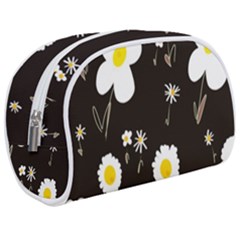 Daisy Flowers White Yellow Black  Make Up Case (medium) by Mazipoodles