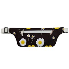 Daisy Flowers White Yellow Brown Black Active Waist Bag by Mazipoodles