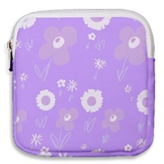 Daisy Flowers Lilac White Lavender Purple Mini Square Pouch by Mazipoodles