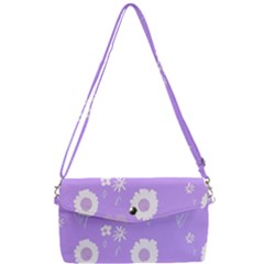 Daisy Flowers Lilac White Lavender Purple Removable Strap Clutch Bag by Mazipoodles