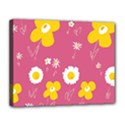 Daisy Flowers Yellow White Dusty Dark Blush Pink Canvas 14  x 11  (Stretched) View1