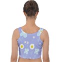 Daisy Flowers Blue White Yellow Lavender Velvet Crop Top View2