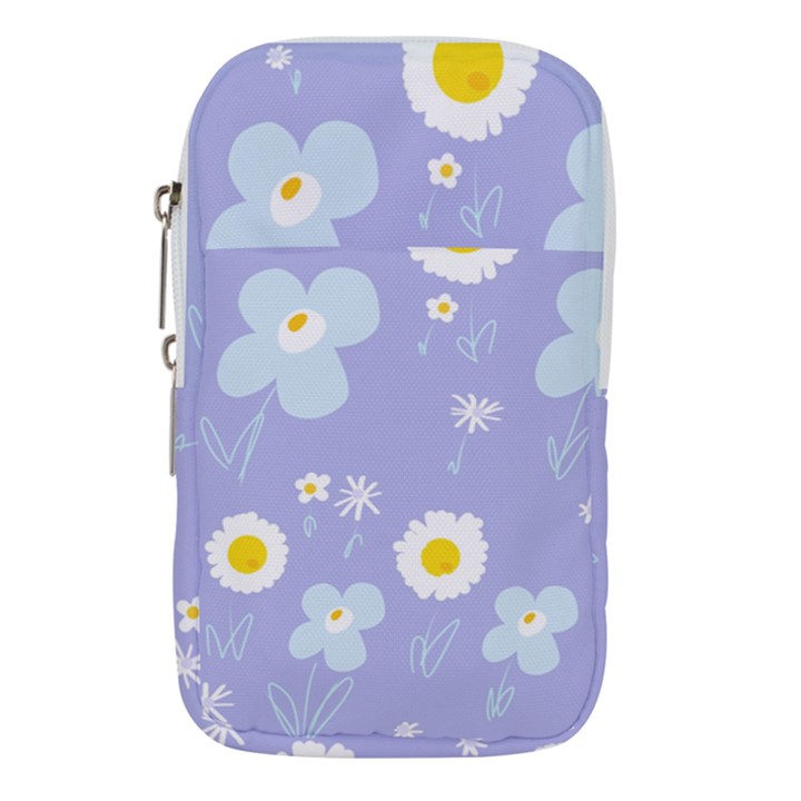 Daisy Flowers Blue White Yellow Lavender Waist Pouch (Large)