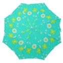 Daisy Flowers Lime Green White Turquoise  Straight Umbrellas View1